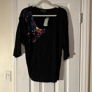 Sparkle Disco Plus Size Black Top Forever 21 Shirt